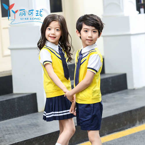 Summer school uniforms, kindergarten uniforms, summer clothes, new college style primary school uniforms, children's sportswear two-piece set