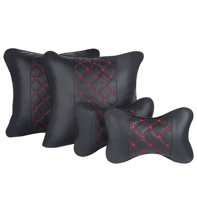 Car Headrest Embroidery Set Lumbar Support Car Seat Car Neck Pillow Car Supplies Popular Cross-Border Pillow (Headrest) - passion-black-red-one-headrest