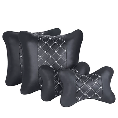 Headrest, Car Headrest Embroidery Set - black-and-white-one-headrest