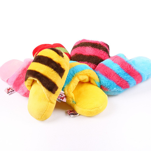 PETCIRCLE pet dog toys six-color striped colorful slippers Teddy Bichon pet dog plush toy