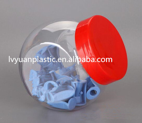 厂家供应PET塑料罐  透明斜口罐 广口饰品包装罐 塑料糖果罐