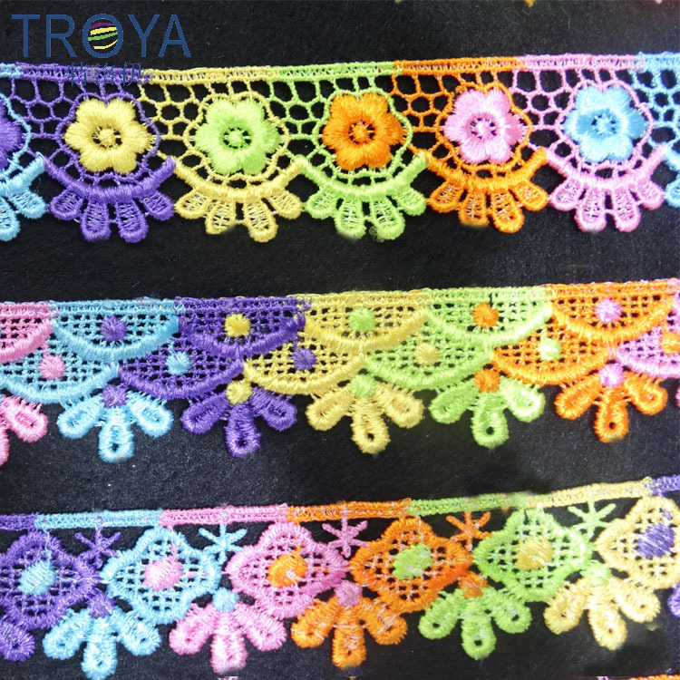 彩色涤纶镂空花边 水溶刺绣条码 diy服装辅料 Lace