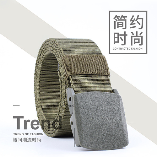 New outdoor plastic buckle imitation nylon sports women's canvas wide belt men's casual belt tactical pants belt