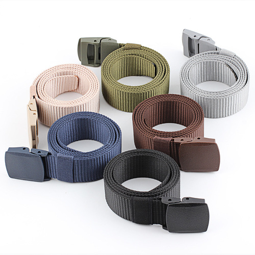New outdoor plastic buckle imitation nylon sports women's canvas wide belt men's casual belt tactical pants belt