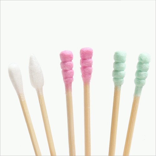 Disposable ear cotton swabs, makeup cleaning wooden sticks, double-ended cotton balls, colorful cotton swabs, 100 pieces