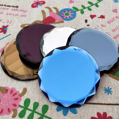 goods in stock wholesale Folding mirror crystal Lens LOGO laser UV printing Glass sheet Cosmetic mirror circular section crystal