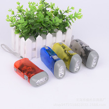 創意三燈手壓電筒透明LED手捏環保手電筒便攜動能轉換手搖發電筒