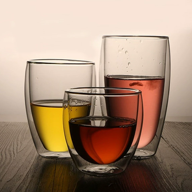 Double-layer glass cup, high-borosilicate, egg-shaped insulation, heat-resistant (80–650 ml)