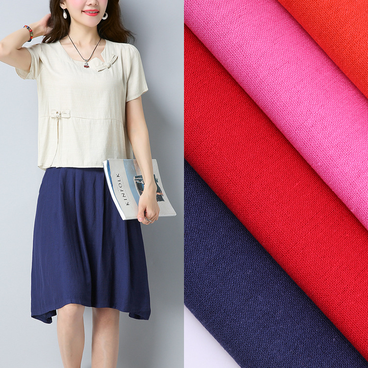11 piezas de tela de poliéster-lino en 172 colores disponibles en stock, tela de algodón-lino para ropa de yoga, tela retro Hanfu, cómoda y suave. image 1