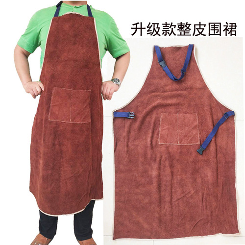 Thickened and enlarged cowhide welding apron, wear-resistant, anti-scald, flame-retardant, high-temperature resistant protective cover, welding workwear