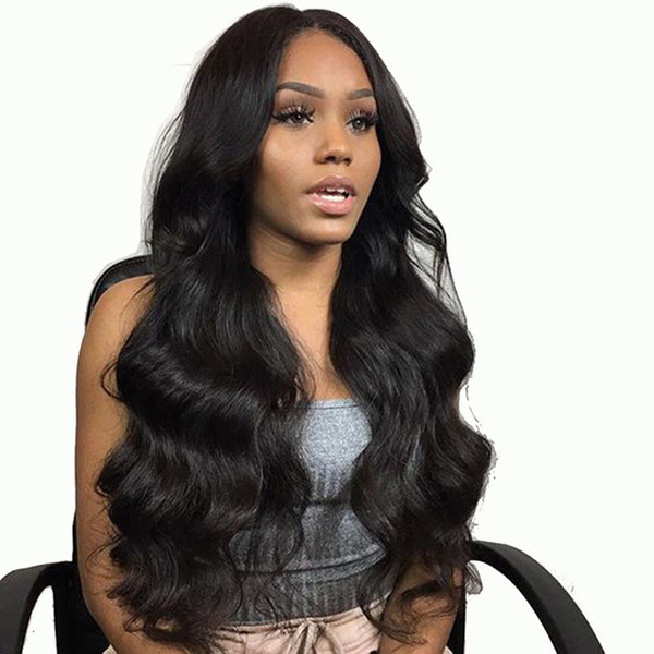 curly black wavy wig with hair parting