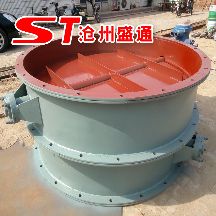 DN900手动涡轮箱烟道风门 电液推杆圆形蝶阀 碳钢电动蝶阀厂