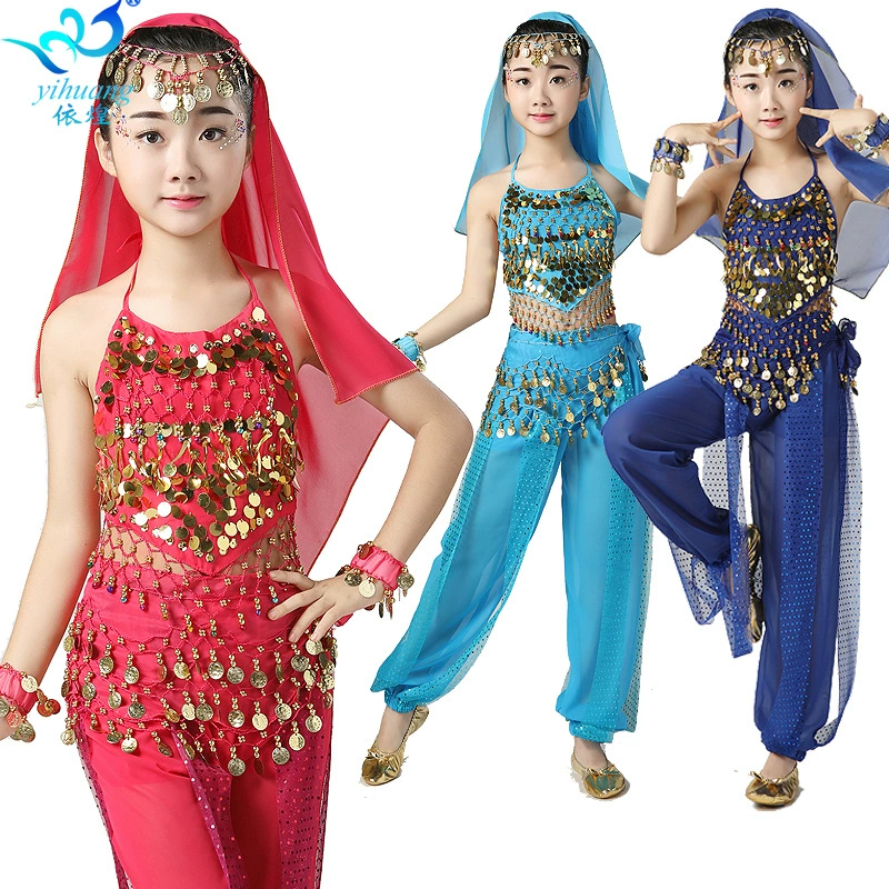 Детская belly dance сцена обслуживание, Xinjiang выступление, китайское танцевальное детское выступление с пайетками