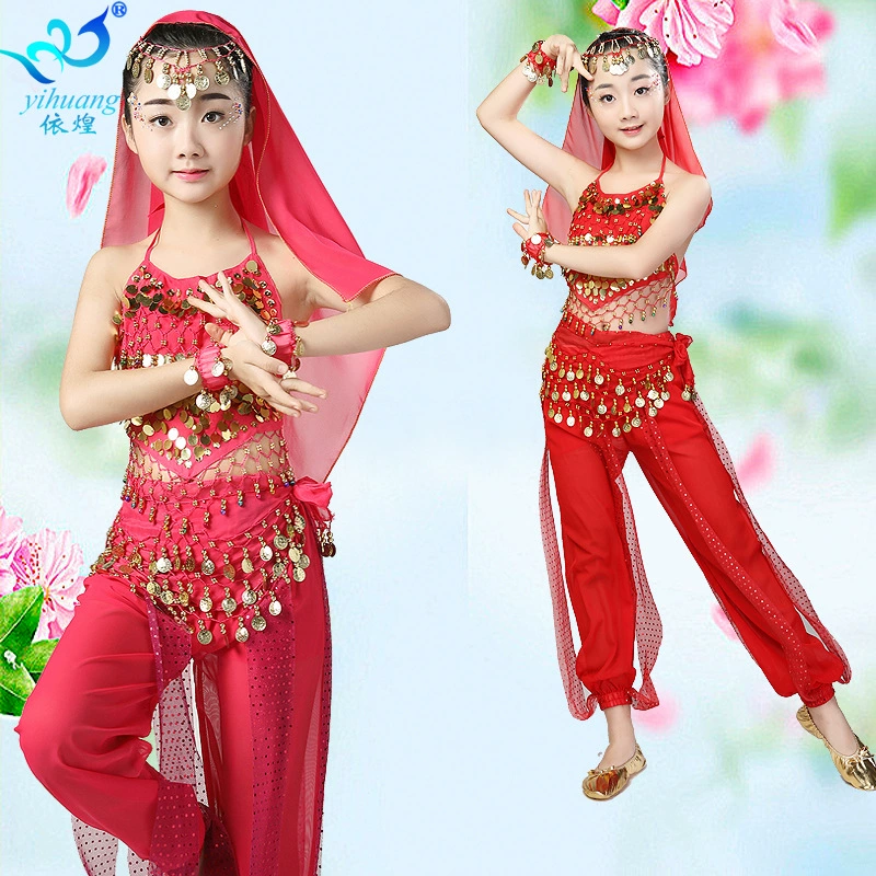 Детская belly dance сцена обслуживание, Xinjiang выступление, китайское танцевальное детское выступление с пайетками