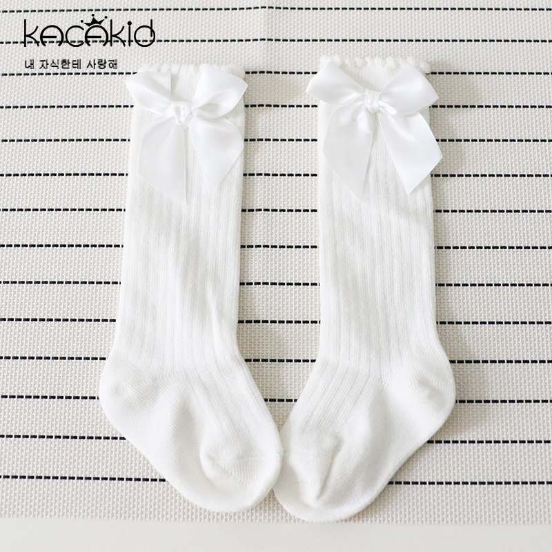 Venta al por mayor primavera nuevos NIÑOS Calcetines niñas monocromo rayas burbuja boca media pantorrilla calcetines bebé arco calcetines de algodón princesa Calcetines