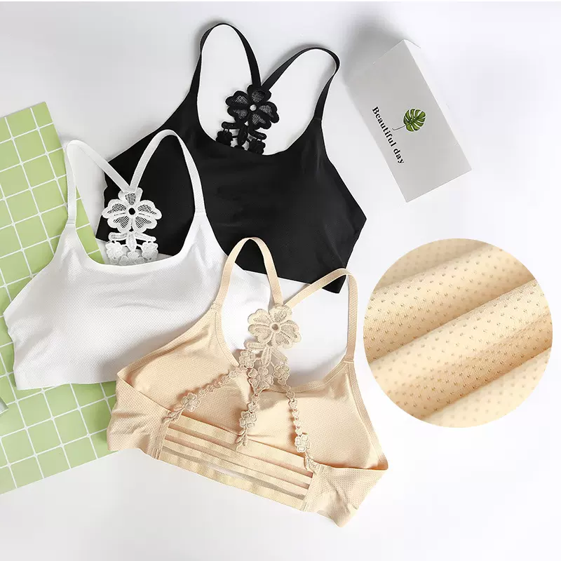 清凉内衣女士无痕裹胸透气孔舒适薄款蕾丝性感美背吊带抹胸背心