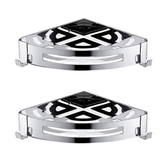 Stainless steel triangle storage rack bathroom storage and organization wall hanging rack bathroom fan-shaped corner basket bathroom storage rack