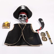 万圣节海盗帽子配件加勒比海盗望远镜海盗喇叭号角罗盘面具套装