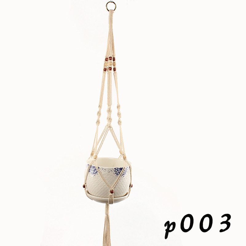 クロスボーダー植木鉢ネットポケット園芸緑植創意金綿縄植木鉢吊りかご手編み綿紐吊り植木鉢ネットポケット