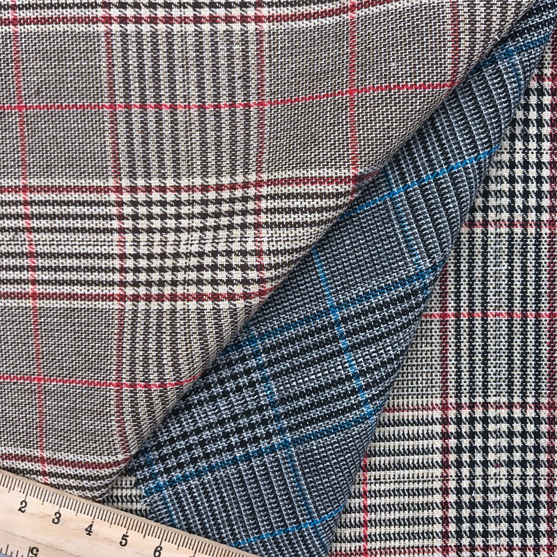 涤棉混纺千鸟格 现货多款格型英伦亲王格鞋帽服装面料