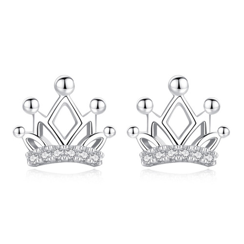 Internet celebrity crown bead earrings for women, Korean style silver-plated earrings, goddess crown earrings, manufacturer wholesale
