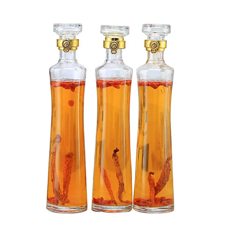 人参空酒瓶空瓶创意一斤装密封家用酒瓶子透明500ml