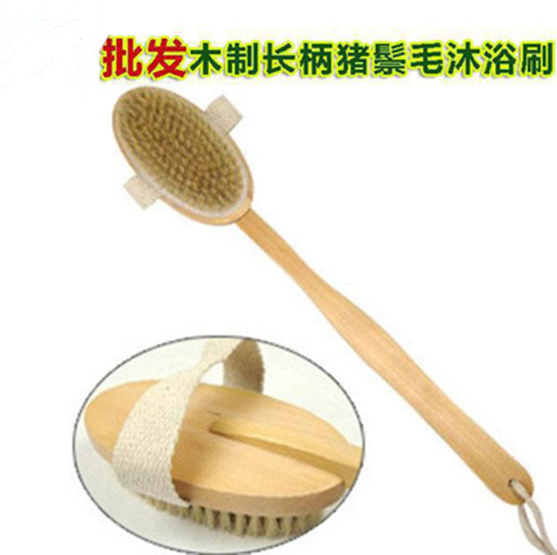 Mango LARGO DE MADERA colgando baño cepillo de cerdas cepillo de baño perezoso baño de barro cepillo de baño ventas directas de la fábrica