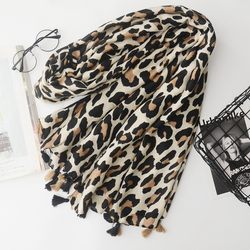 Comercio exterior orden original exportación leopardo estampado chal verano aire acondicionado protector solar bufanda viaje decoración algodón y lino bufanda