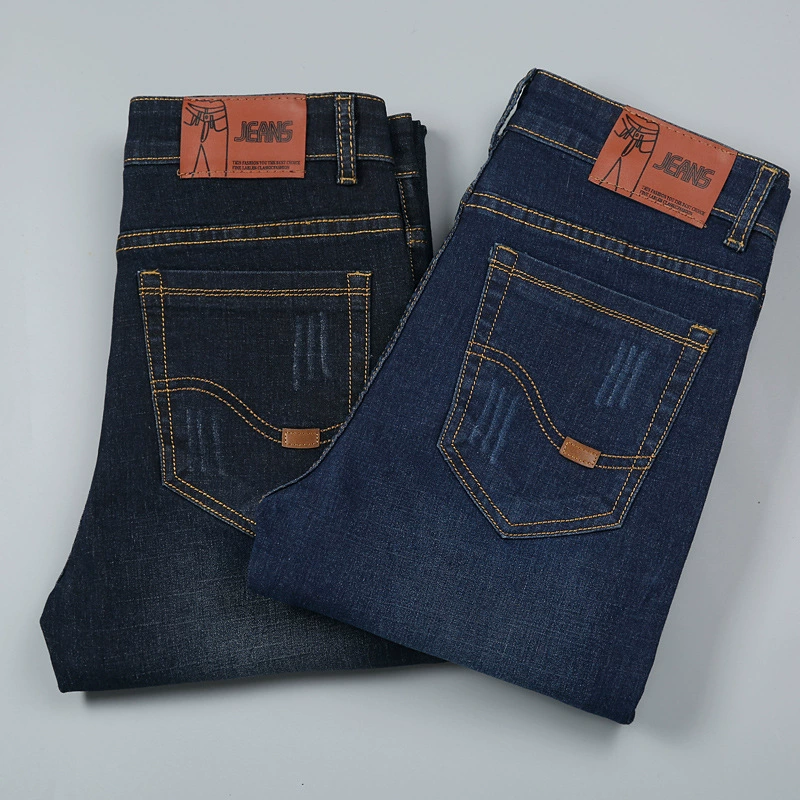 Джинсы, эластичные дышащие брюки для отдыха, slim fit