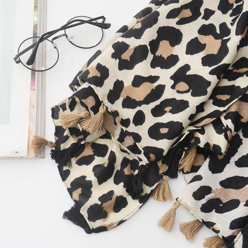 Comercio exterior orden original exportación leopardo estampado chal verano aire acondicionado protector solar bufanda viaje decoración algodón y lino bufanda