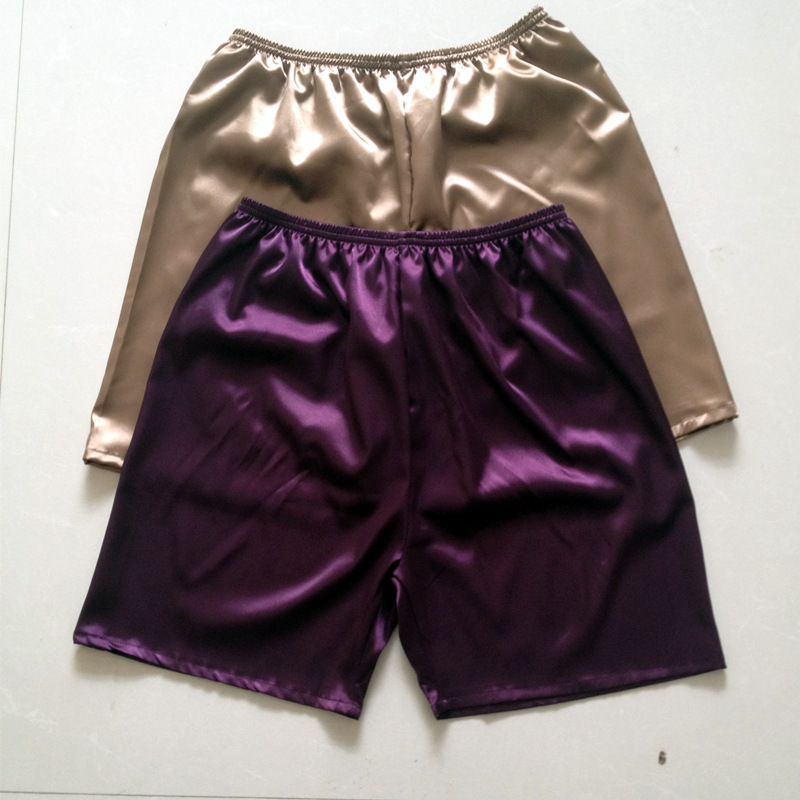 Summer Men's Silk-like Pajama Pants Casual Home Boxer Shorts 5-point Quick-drying Beach Large Pants for Outer Wearing