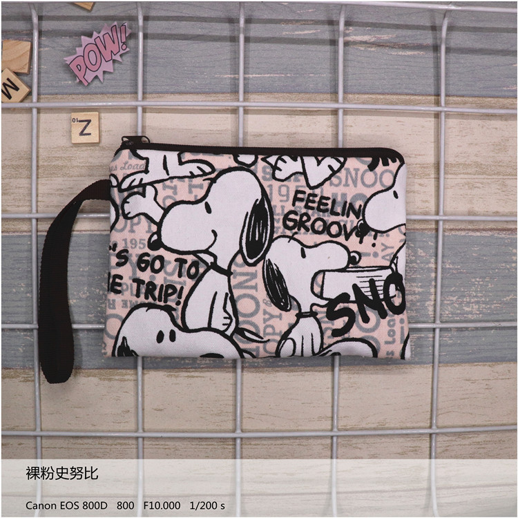 Lona gruesa de dibujos animados Snoopy lindo mano Correa muñeca cremallera teléfono móvil cambio clave bolsa cosméticos lápiz caso