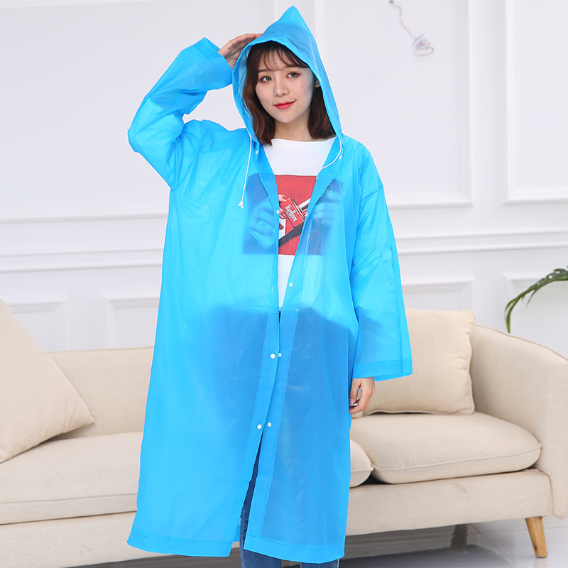Travel portable peva matte non-disposable raincoat adult thickened men's and women's cycling outdoor mountaineering poncho long