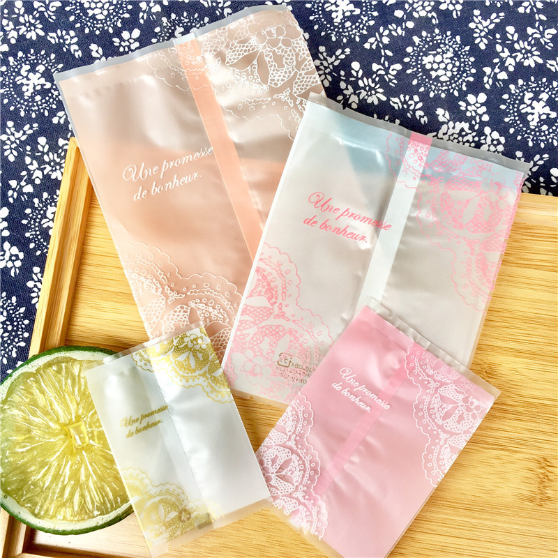 金色粉色蕾丝月饼袋DIY曲奇饼干袋磨砂烘焙类包装袋花茶袋子100只