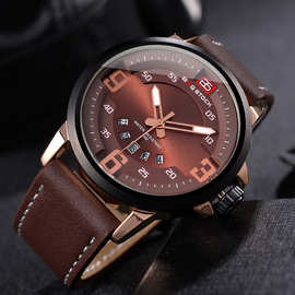 柏格斯丹出口手表新款皮带防水手表强化玻璃锌合金石英表外贸手表