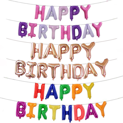 happy birthday birthday balloon set imitation slim version happy birthday party decorative aluminum film balloons