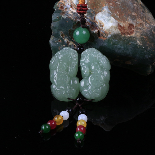 Jade Pixiu gift woven double Pixiu pendant manufacturer supplies various materials of jade Pixiu jadeware
