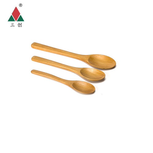 Sanchuang Wholesale Creative Wooden Spoon Tableware Dessert Spoon Thickened Long Handle Stirring Spoon Household Coffee Spoon