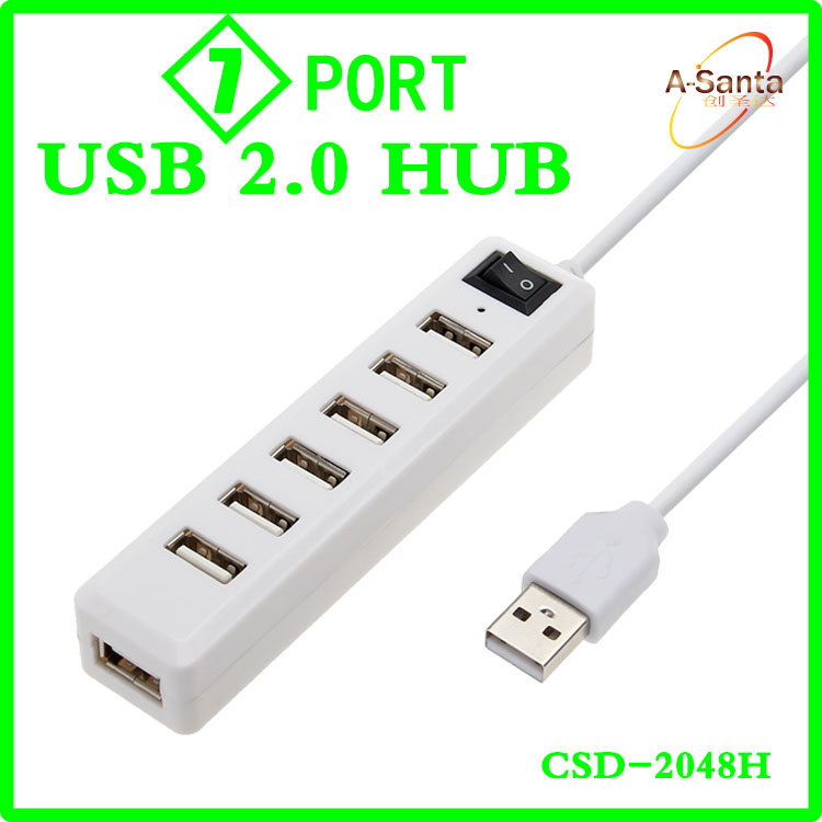 USB hub7 Puerto Hub con Interruptor USB extensor USB divisor de un arrastre siete 2,0 Hub