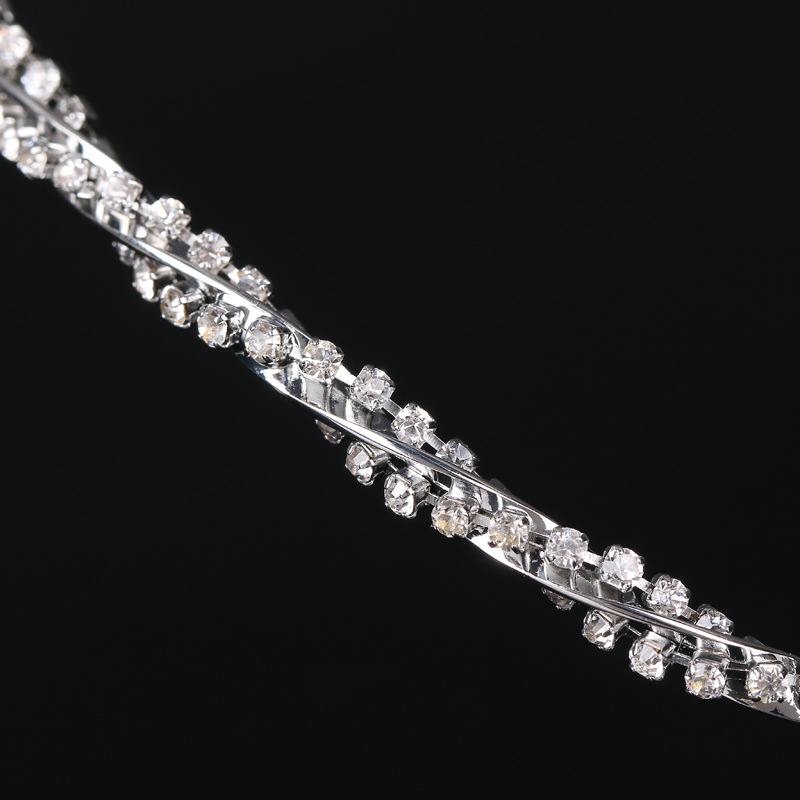 2019 nuevo estilo coreano accesorios para el cabello diadema onda de aleación de diamante-tocado incrustado diadema de una sola capa diadema de las mujeres al por mayor