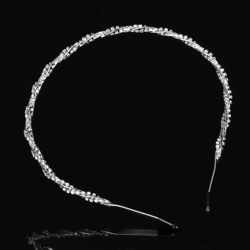 2019 nuevo estilo coreano accesorios para el cabello diadema onda de aleación de diamante-tocado incrustado diadema de una sola capa diadema de las mujeres al por mayor