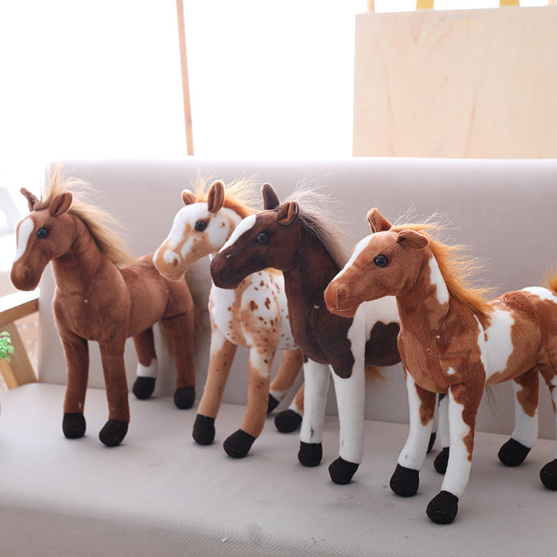 Cross-Border Simulation Horse Doll Creative Standing Sweaty Blood Horse Home Doll Supplies Plush Toy Super Cute