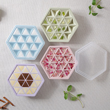 新款全新料夏季自制六角钻石带盖冰格冰块带底座冰模PP食品级24格