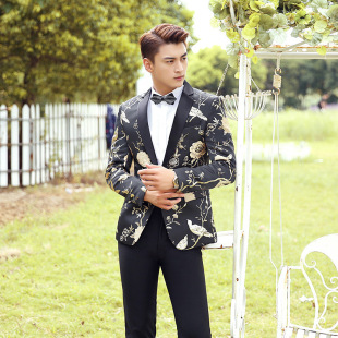 Men's suit, dress, Korean style, with embroidery, for performances