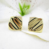 Earrings, copper square glossy metal accessory handmade, wholesale