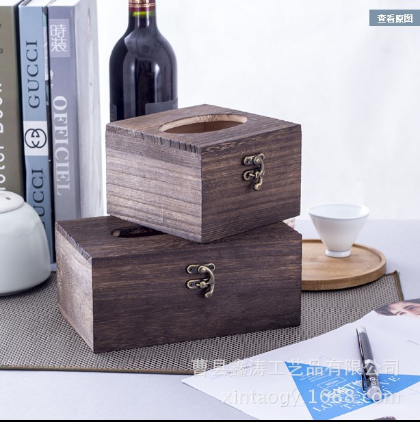 Directo de fábrica de madera maciza de madera caja de pañuelos caja del hogar creativo multifuncional caja de pañuelos sala de estar simple rollo caja