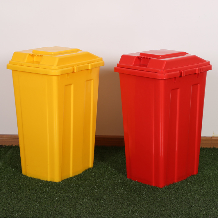 45L连体四色分类全新塑料垃圾桶 公园小区 街道家用户外 厂家直销
