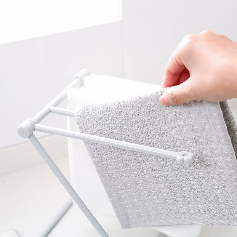 Folding Rag Storage Rack, Plastic Foldable Kitchen Cloth & Cup Drainer, Compact 4‑Bar Stand