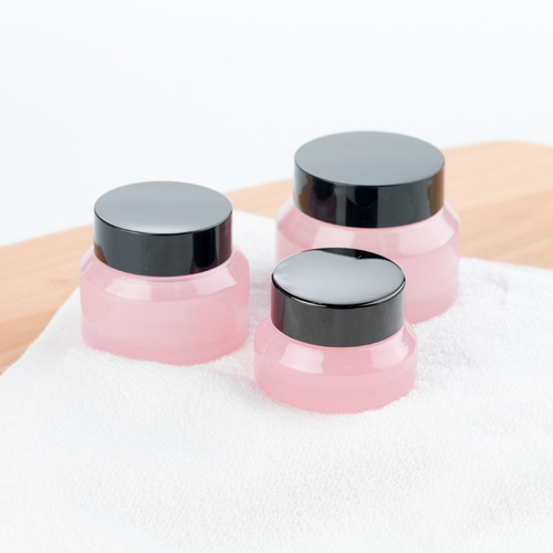 Pink cream box glass refill bottle face cream mask jar eye cream skin care product large capacity trial size travel portable