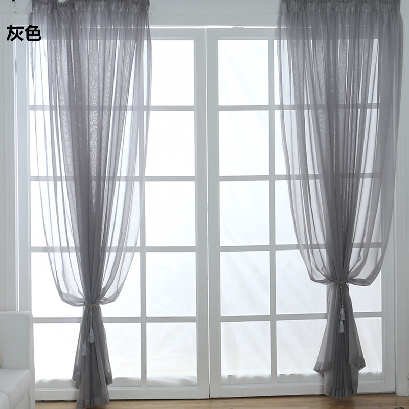 Factory direct full Dolly solid color hemp screen living room bedroom window screen mosquito net decoration special clearance